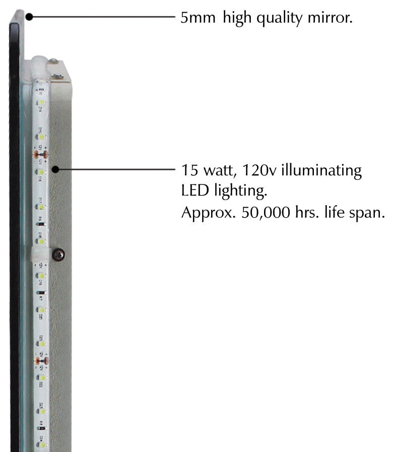 Transolid Veda 35-in X 30-in LED Back-Lit Mirror with Touch Sensor, Silver