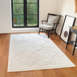 Monotone Moroccan Ivory Power-Loom Area Rug 5' x 7'6"