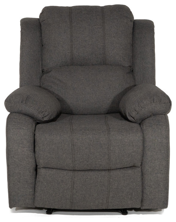 Classic Overstuffed Recliner Chair, Linen Upholstery, Dark Gray