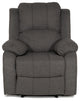 Classic Overstuffed Recliner Chair, Linen Upholstery, Dark Gray