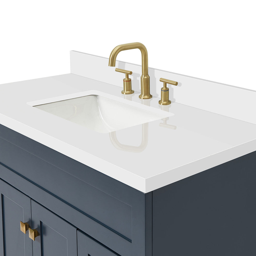 Ariel Hamlet 43" Rectangle Sink Bath Vanity, 1.5" White Quartz