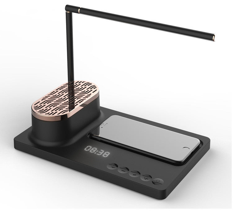 Black/White Aluminum Smart Task Lamp With Bluetooth Music & Wireless Charger, Black