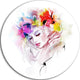 Girl With Flowers Wreath, Portrait Digital Art Disc Metal Artwork, 11"