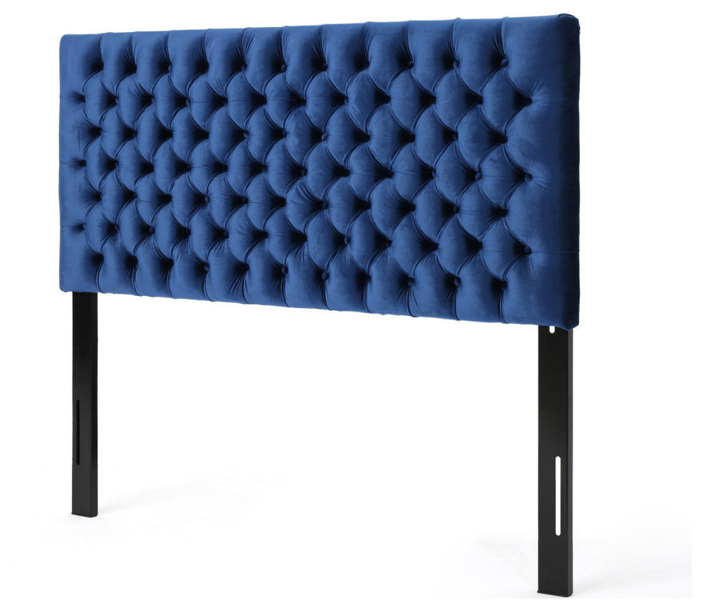 GDF Studio Hunter Tufted Fabric Queen/ Full Headboard, Navy Blue