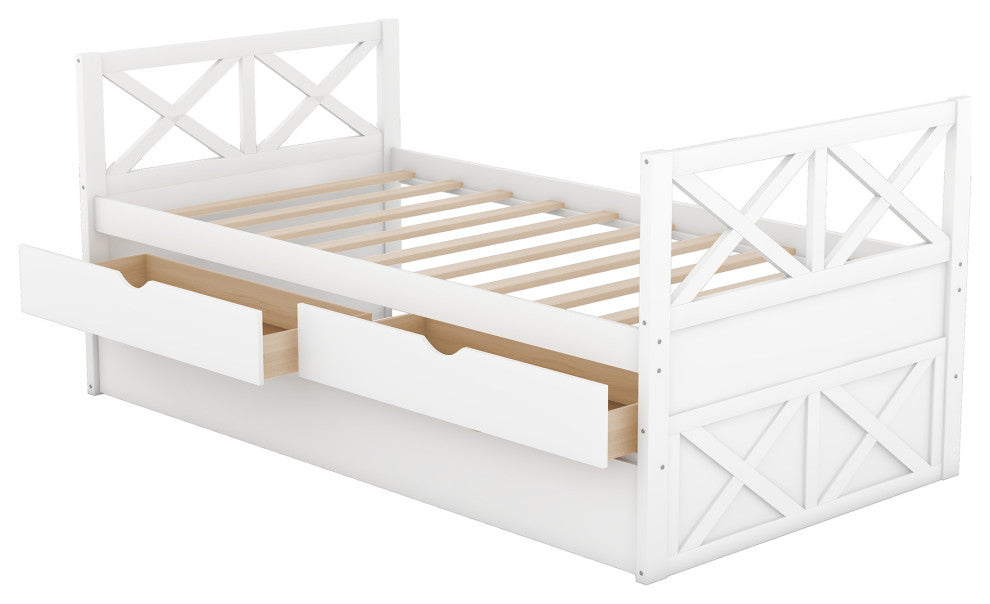 Gewnee Multi-Functional Daybed with Drawers and Trundle in White