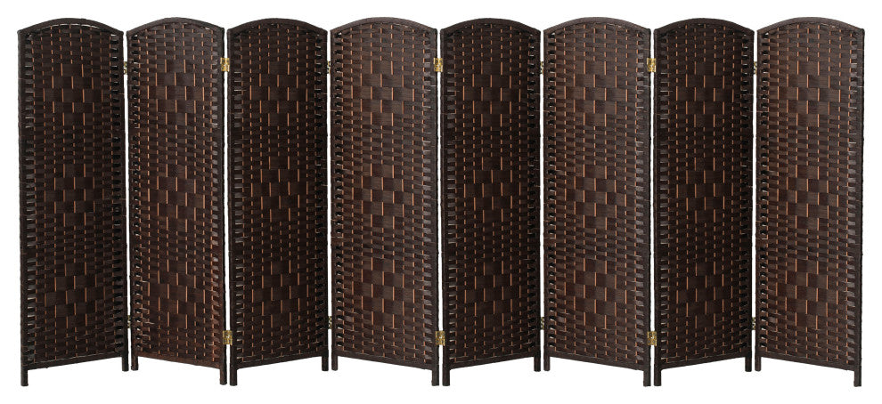 4 ft. Short Diamond Weave Fiber Room Divider Dark Mocha 8 Panel