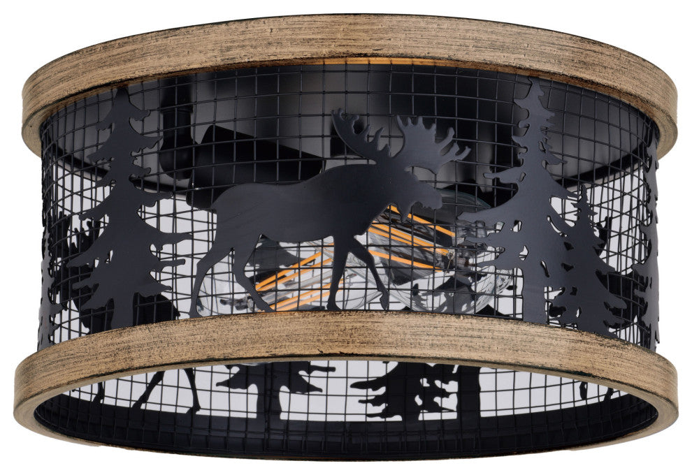 Vaxcel Lighting C0307 2 Light 12"W Flush Mount Drum Ceiling - Black and