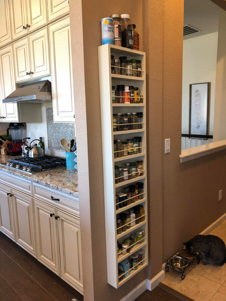 Meadow On the Wall Spice Rack 62"h x 11"w x 4.5"d, Unfinished