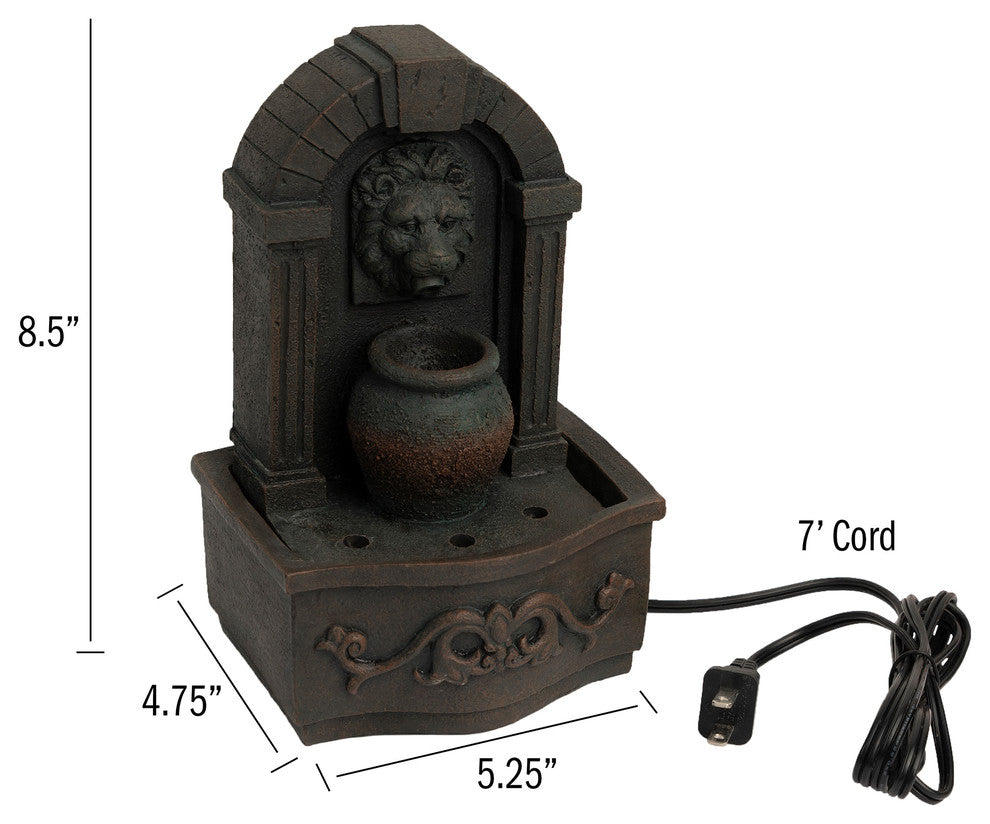 Pure Garden Tabletop Water Fountain, Classic Lion Head