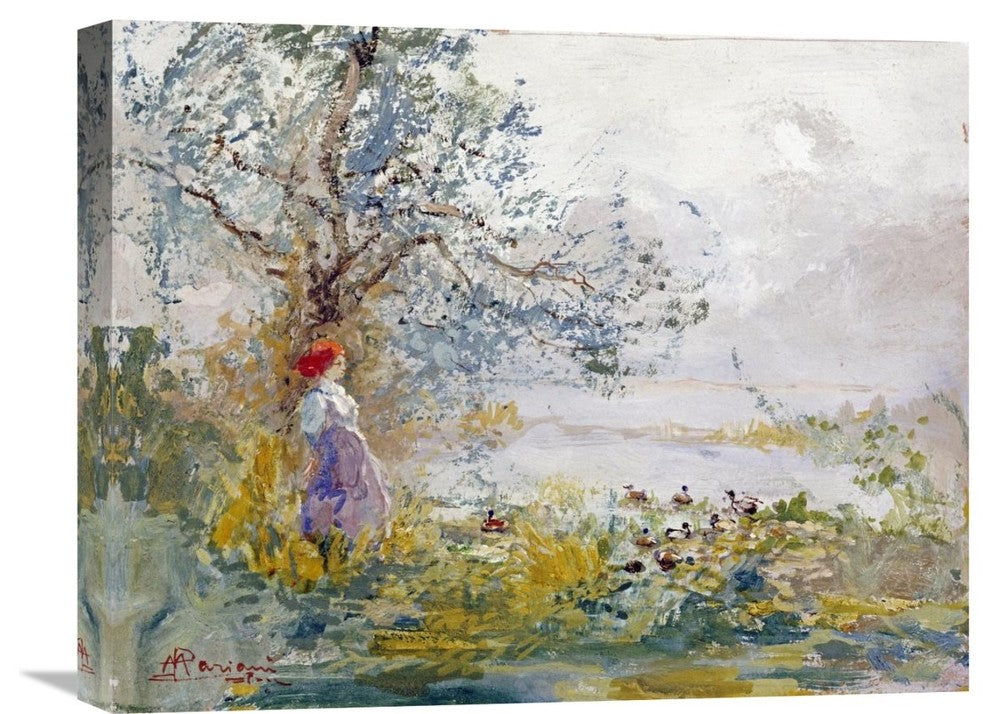 "A Peasant Girl and Ducks" Artwork, 22" x 17"