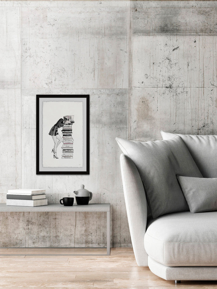 "Stack of Books" Framed Painting Print, 16"x24"