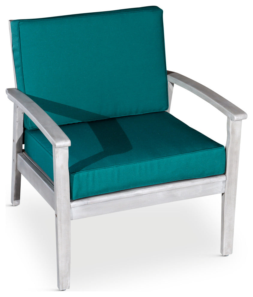 DTY Outdoor Living Longs Peak Eucalyptus Chair W/ Cushions, Silver Gray, Dark Gr