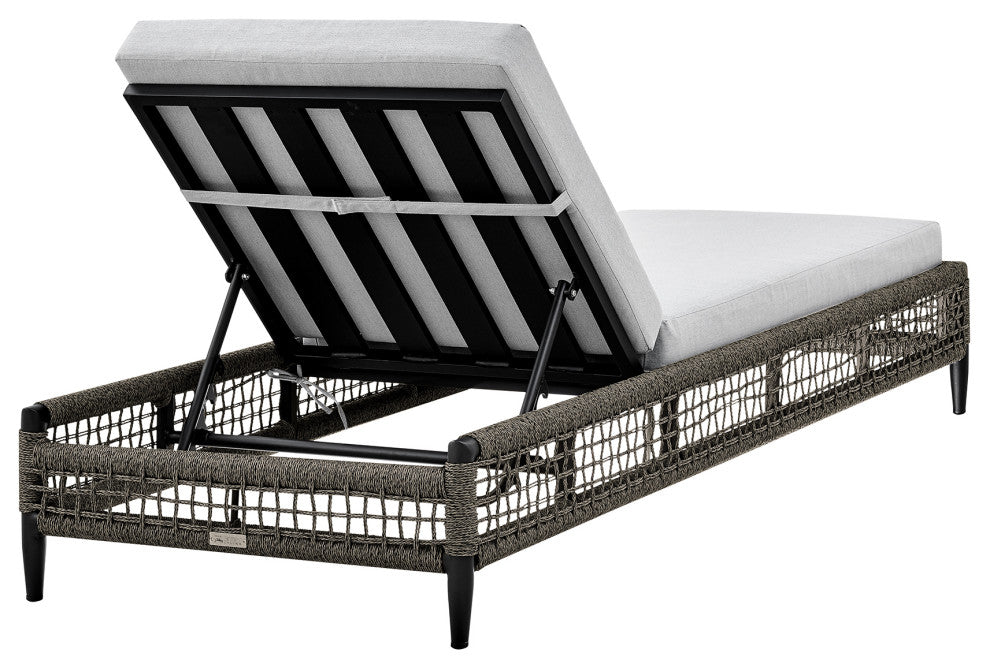 Alegria Outdoor Adjustable Chaise Lounge Chair in Aluminum with Gray Rope