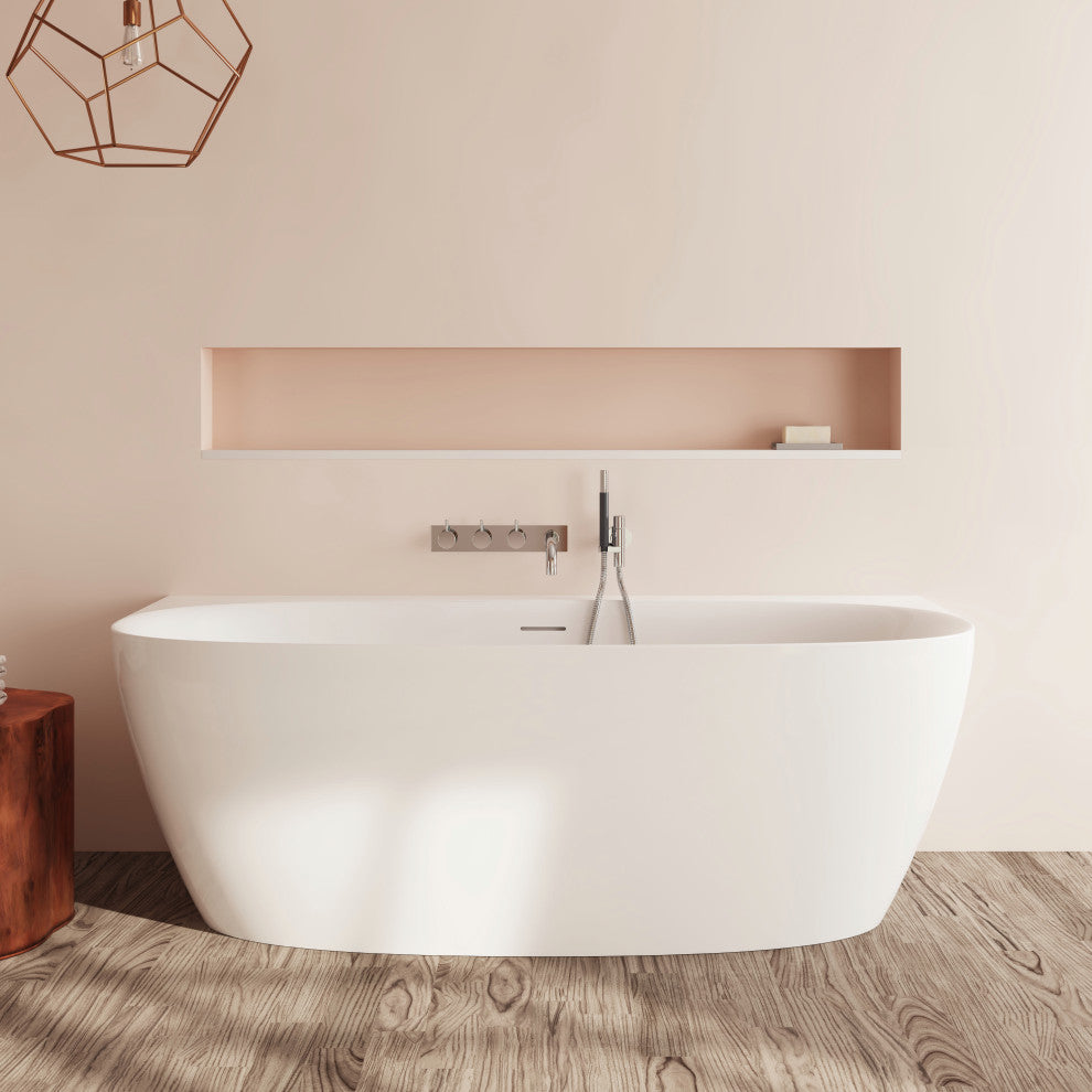 Perlato Palencia 67" Back to Wall Soaking Tub, White
