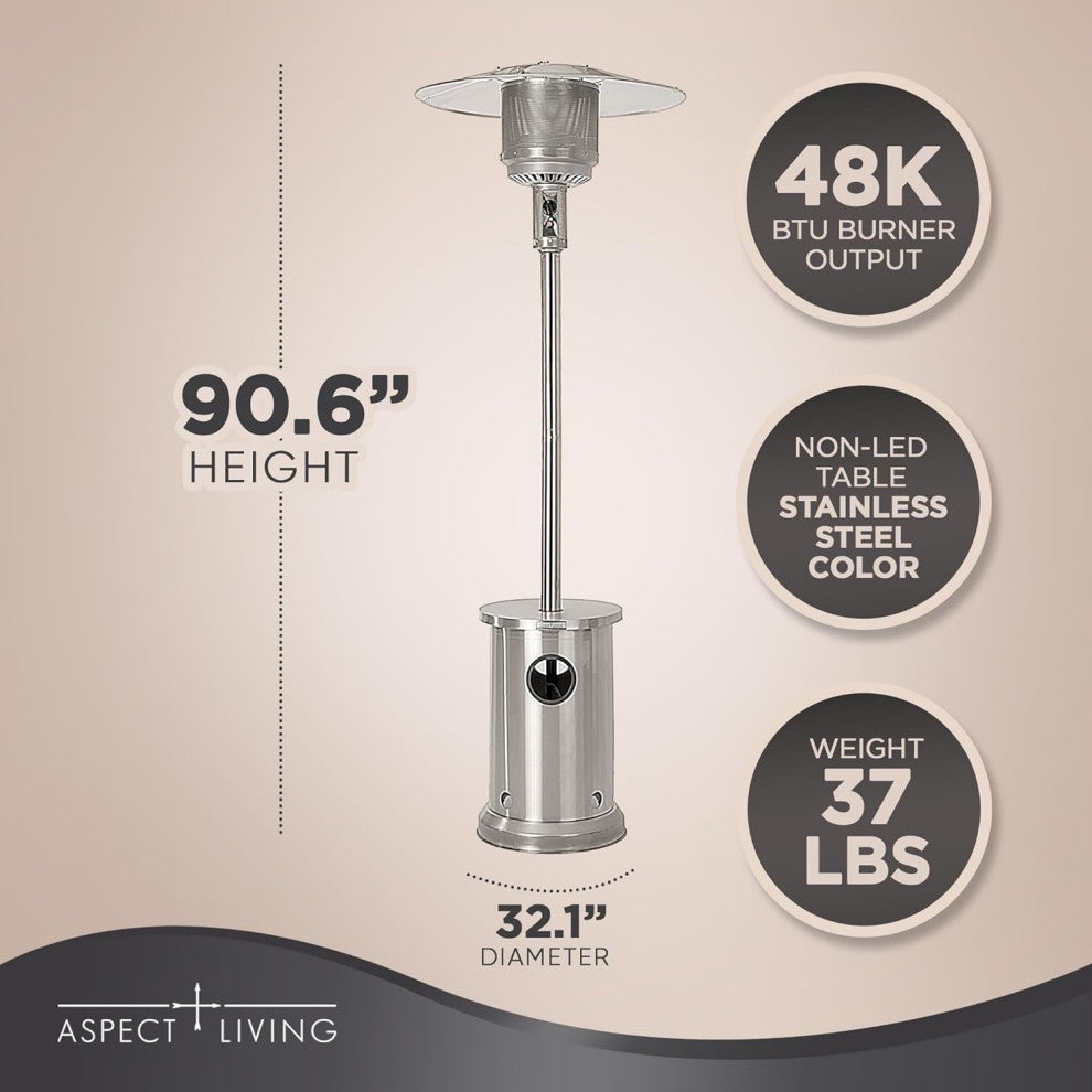Aspect Living Stainless Steel Patio Heater With Table