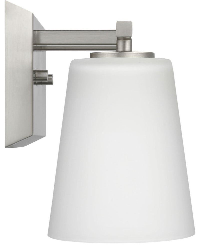 Vertex Collection Two-Light Brushed Nickel Etched White Glass Bath Light
