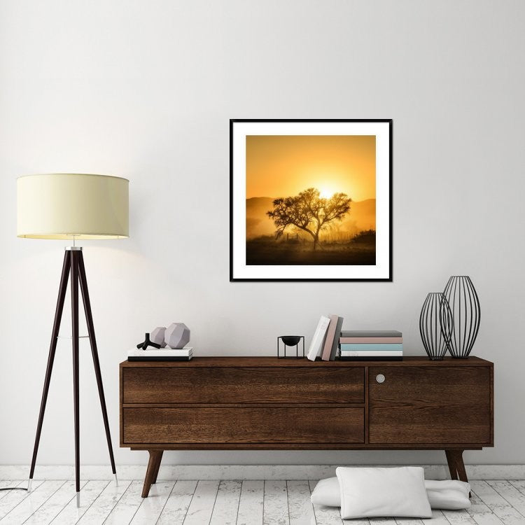 "Golden Sunrise" Framed Digital Print by Piet Flour, 38"x38"