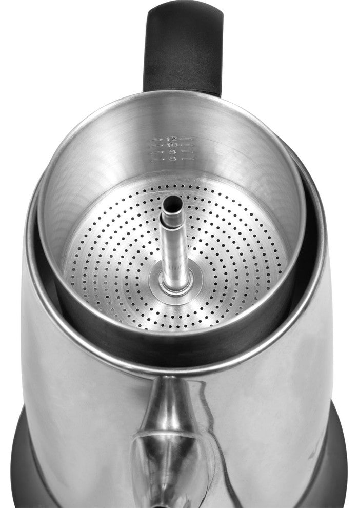 VEVOR 12-Cup Electric Percolator Coffee Pot Stainless Steel Coffee Maker Silver