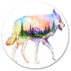 Wolf Double Exposure Illustration, Animal Large Disc Metal Artwork, 11"