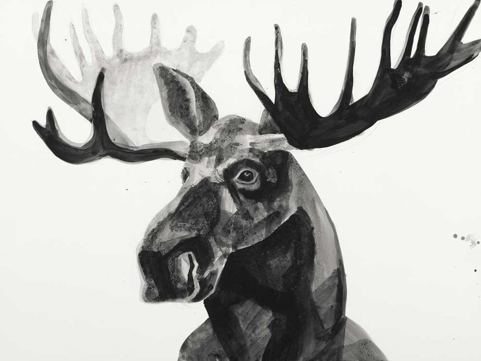 "Watercolor Moose" Fine Art Canvas Print, 72"x54"