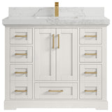 Boston 42" Single Sink Bath Vanity in Alabaster 2" Calacatta Nuvo