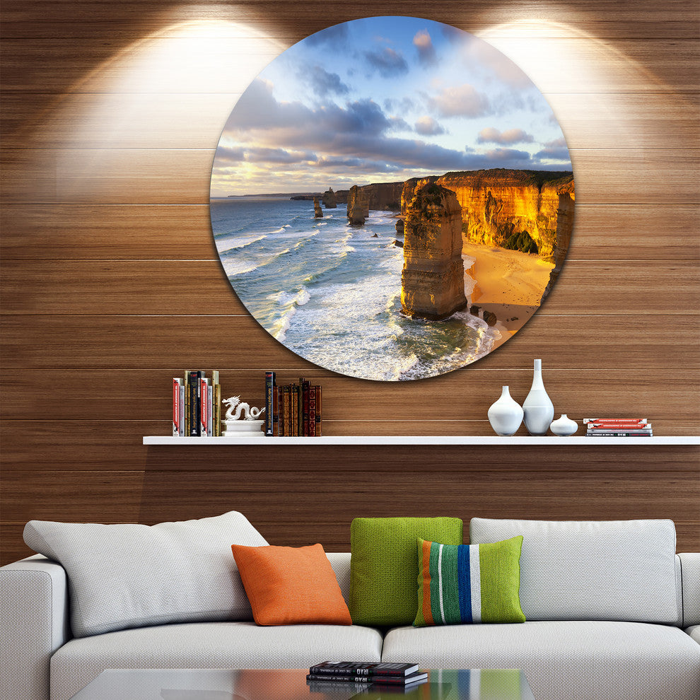 Twelve Apostles Australia, Seascape Round Metal Wall Art, 38"
