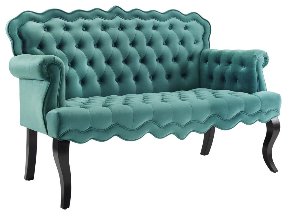 Viola Chesterfield Button Tufted Loveseat Performance Velvet Settee