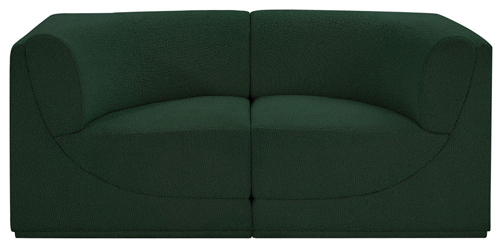 Ollie Black Boucle Fabric Straight Modular Sofa, Green, 2-Piece: 2 Corner Chair