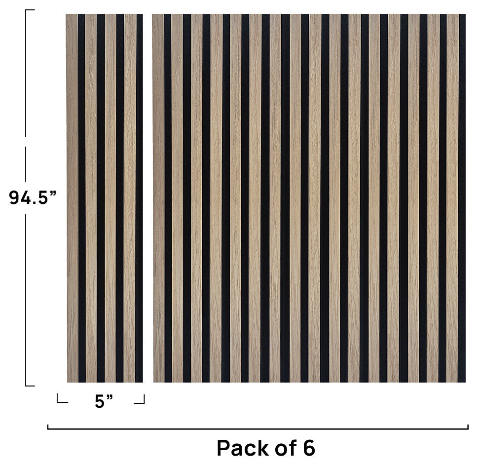 Acoustic Wood Wall Panels | Soundproof Paneling For Wall Decor, Silver Ash, Pack of 6, Acoustica Slim