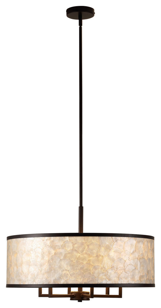 GetLedel 24-inch 6-Light Capiz Shell Drum Chandelier, Oil Rubbed Bronze