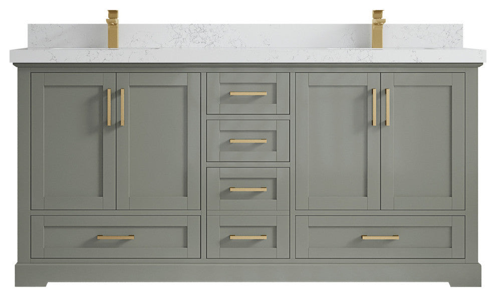 Boston 72 Double Sink Bath Vanity in Evergreen 2" Empira Quartz