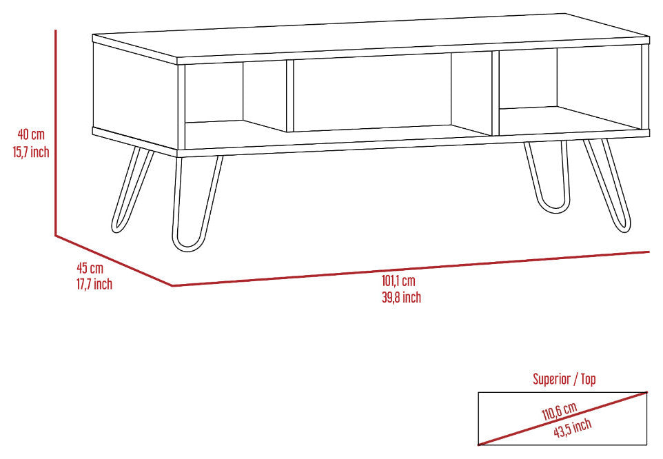 Boston 2 Piece Living Room Set, TV Stand and Coffee Table, Black/Espresso