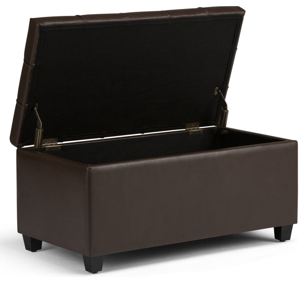 Sienna Storage Ottoman Bench, Chocolate Brown