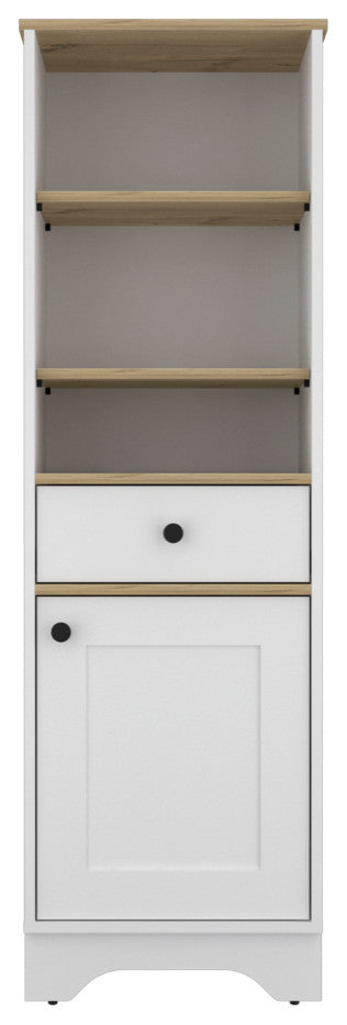Linen Cabinet Burnedt, Bathroom, Light Oak / White