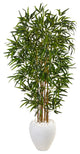 5' Bamboo Artificial Tree, Oval White Planter