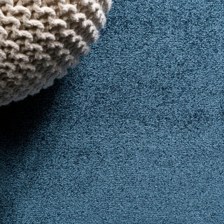 Haze Solid Low-Pile Runner Rug, Navy, 5' Round