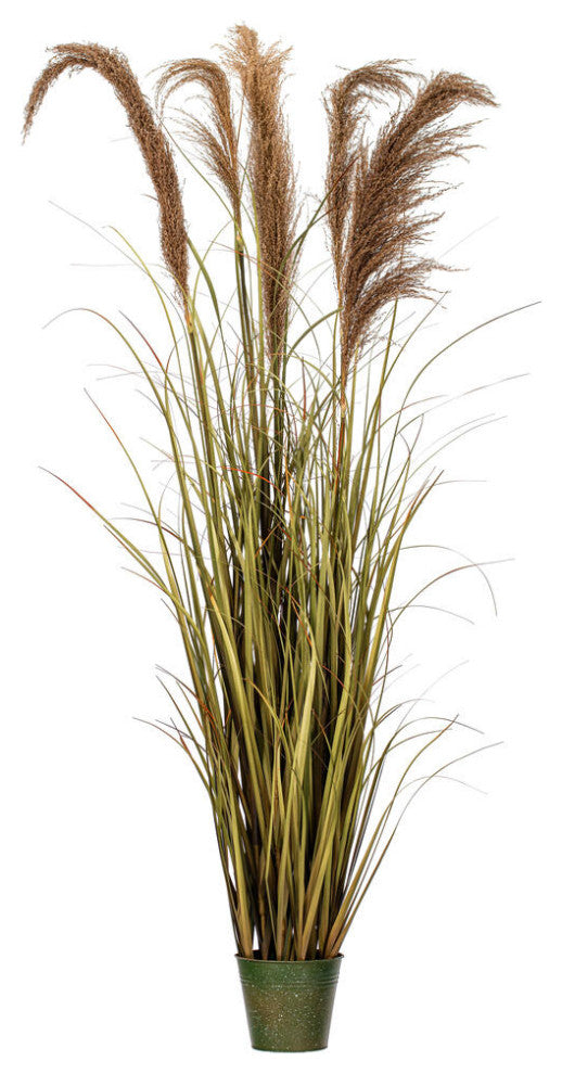 Vickerman 55" Artificial Potted Green Grass and Natural Reeds