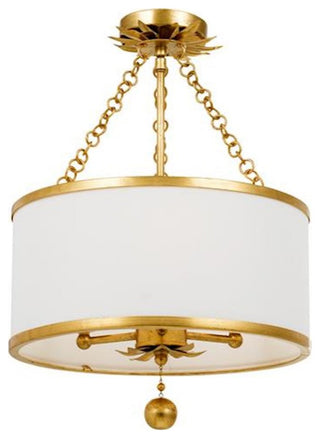 Crystorama Broche 3-Light Antique Gold Ceiling Mount