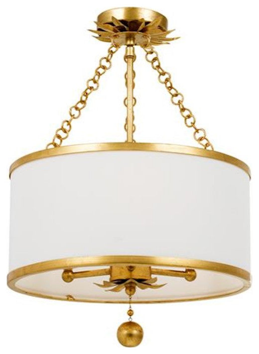 Crystorama Broche 3-Light Antique Gold Ceiling Mount