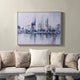 Cityscape Abstract Wall Art 36x47 With Silver Frame, Teal