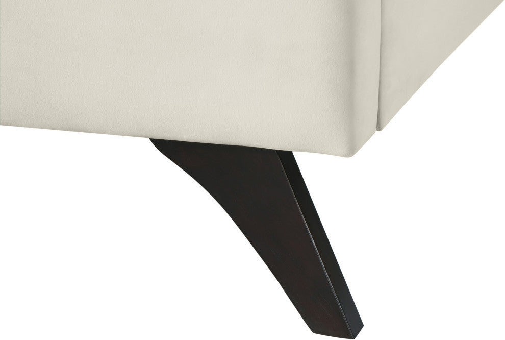 Elly Velvet Upholstered Bed, Cream, Queen