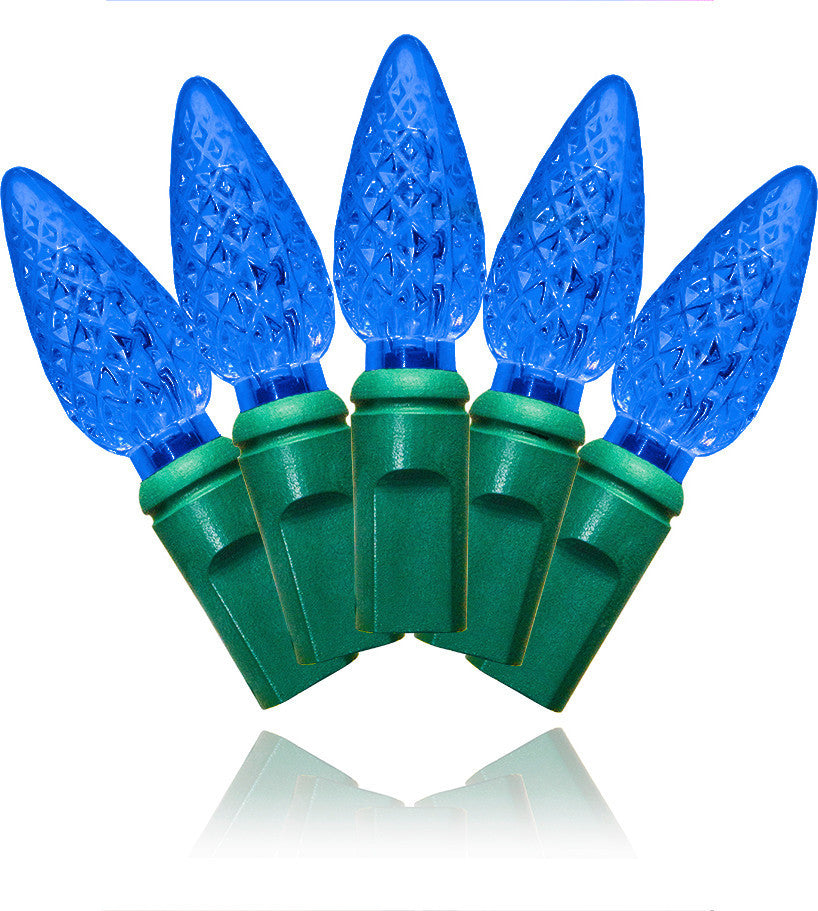70-Piece C6 Faceted Blue LED Light Set With In-Line Rectifer