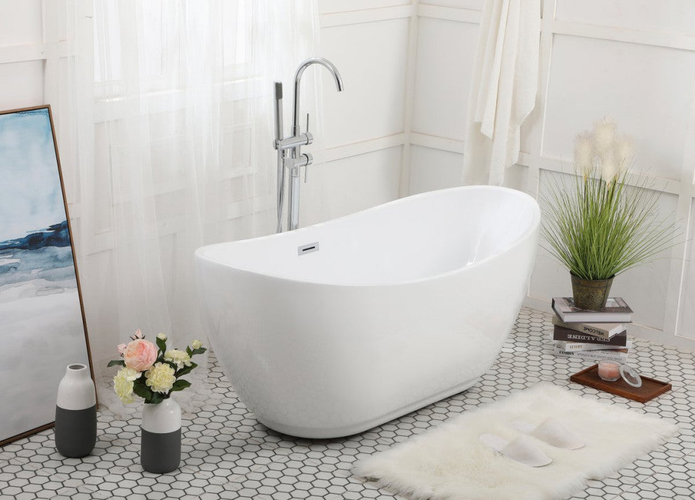 Issac 62" Soaking Bathtub, Glossy White