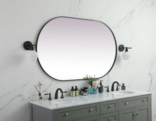 Home Living Metal Frame Oval Mirror 36x60 Inch, Black