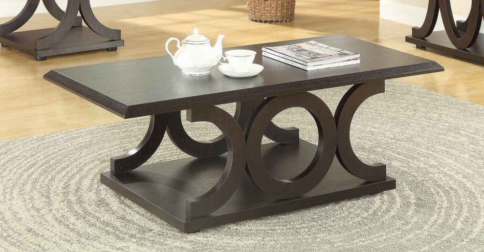 C-Shape Base Coffee Table, Cappuccino