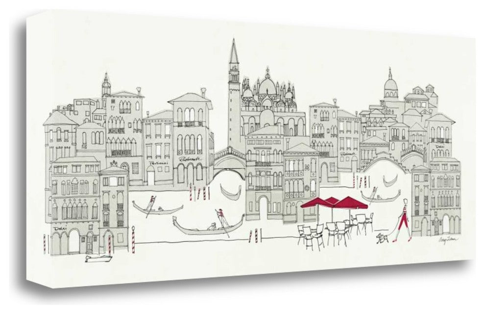 "World Cafe Panel IV - Venice Red" By Avery Tillmon, Gallery Wrap Canvas