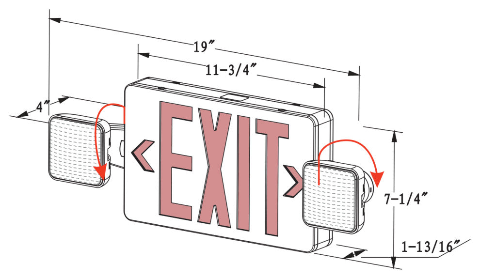 ECL3 Self-Diagnostic LED Emergency Exit Sign, Remote Capable, Red Lettering