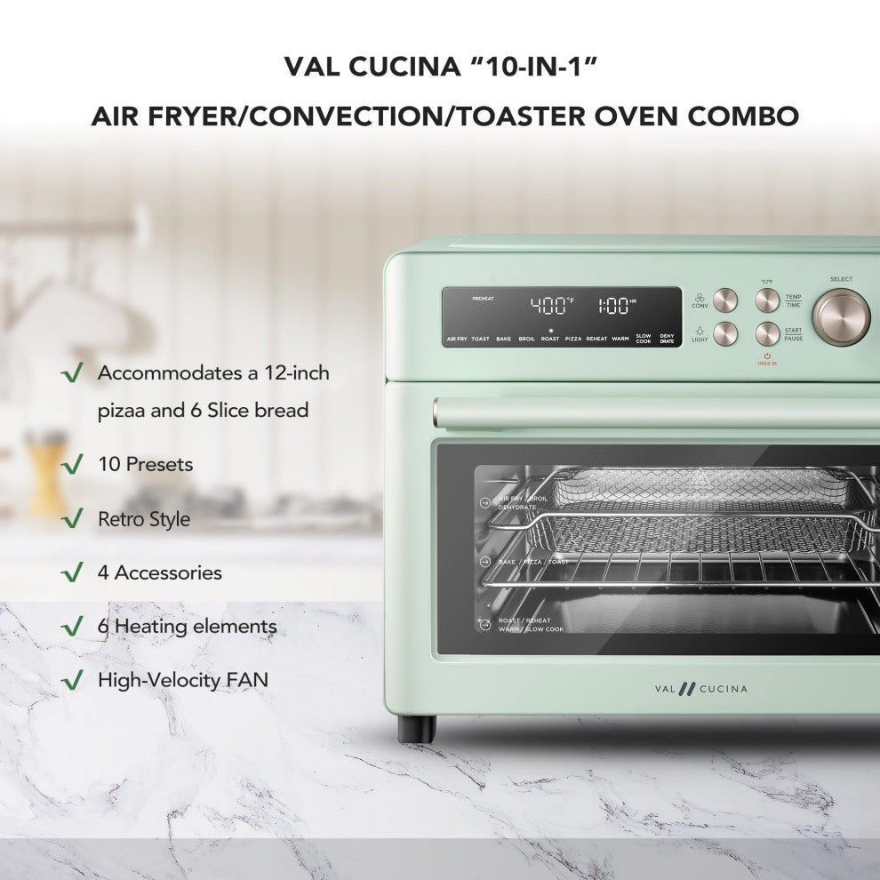 Infrared Heating Air Fryer Toaster Oven, Extra Large Countertop Convection Oven, Green Color