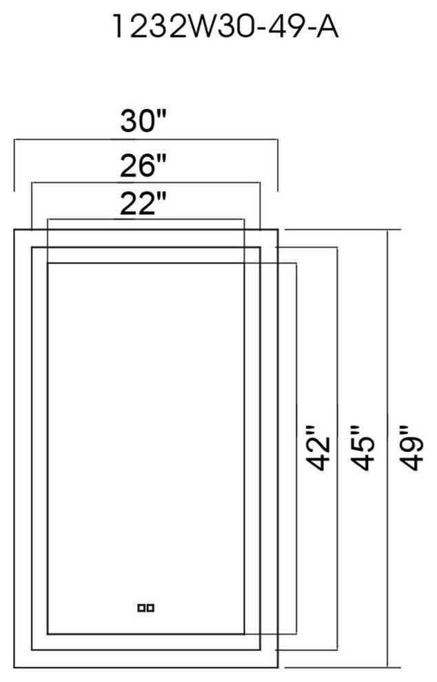 Abril Rectangle Matte White LED 30 in. Mirror From our Abril Collection
