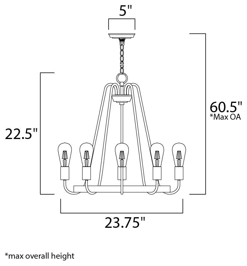 Maxim Lighting Haven 5-Light Chandelier, Black/Satin Nickel